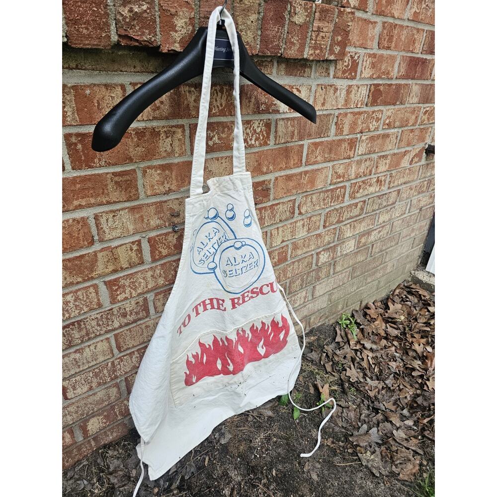 Vintage Alka Seltzer Advertising Apron To The Rescue BBQ Cooking Retro Graphics